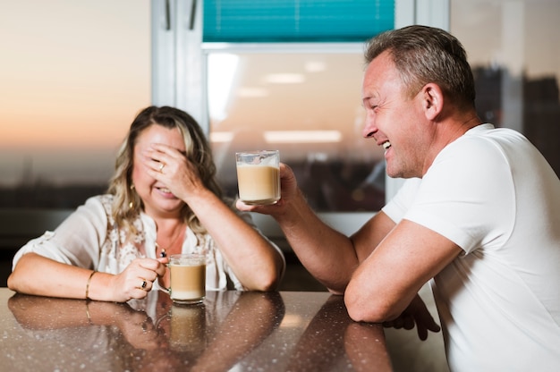 Senior couple having a fun time