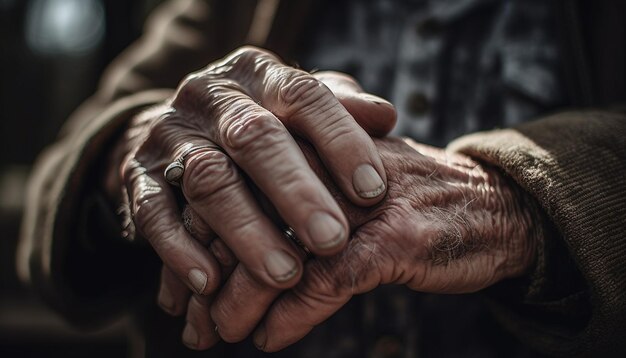 Foto gratuita coppia anziana che si tiene per mano amore e legame generati dall'intelligenza artificiale