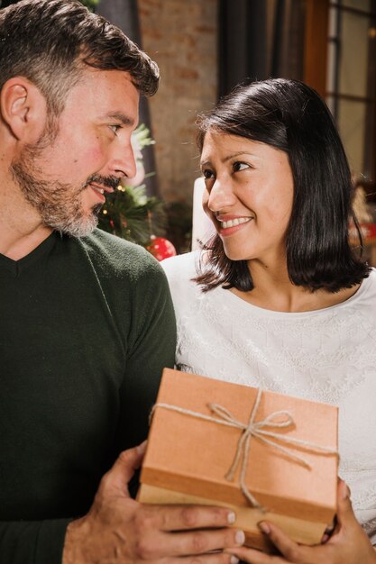 Senior couple looking with love at each other