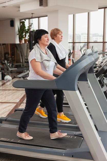 Senior couple on treadmill