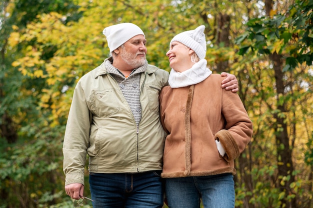 Free photo senior couple walking together