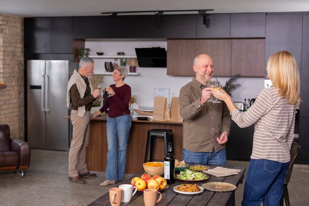 Senior friends having a wonderful time together