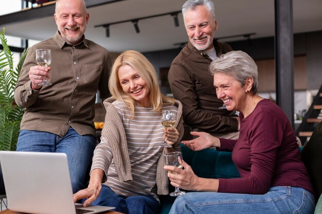 Senior friends having a wonderful time together