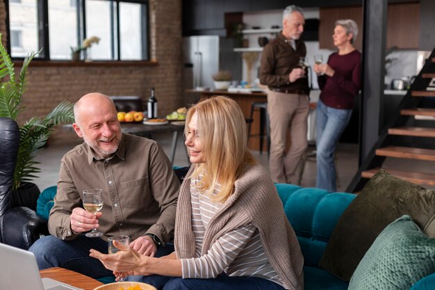 Senior friends having a wonderful time together