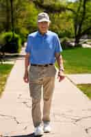 Free photo senior man taking a walk outdoors in the city