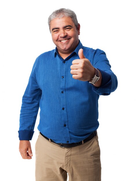 Senior man with thumb up