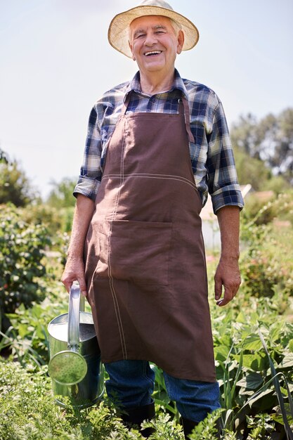 Senior man working in the field