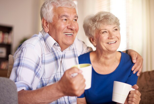 Senior marriage having a break for some coffee
