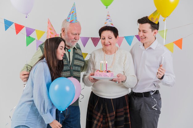 Senior people celebrating birthday