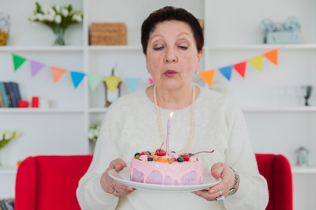 Senior people celebrating birthday