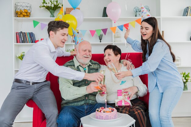 Senior people celebrating birthday