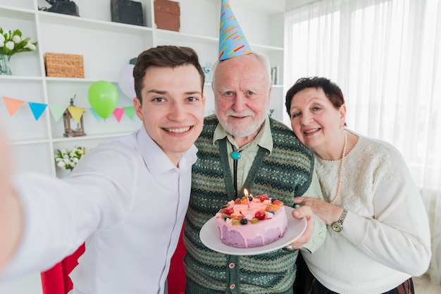 Senior people celebrating birthday