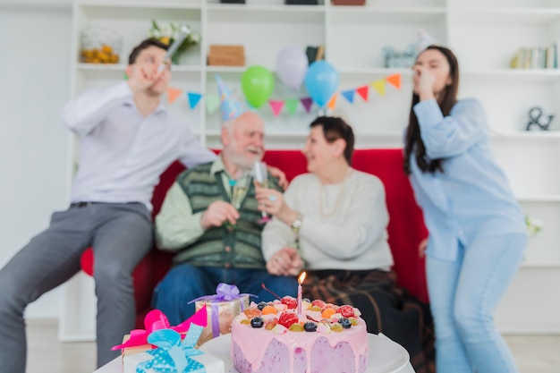 Senior people celebrating birthday