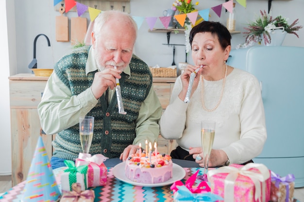 Senior people celebrating birthday