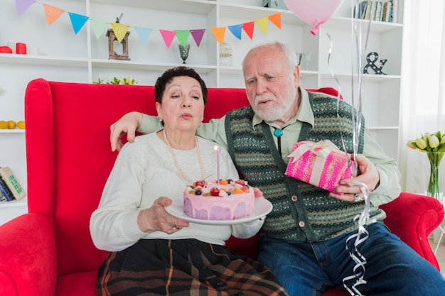 Senior people celebrating birthday