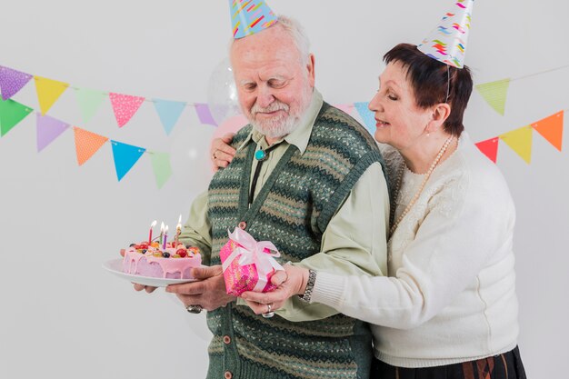 Senior people celebrating birthday