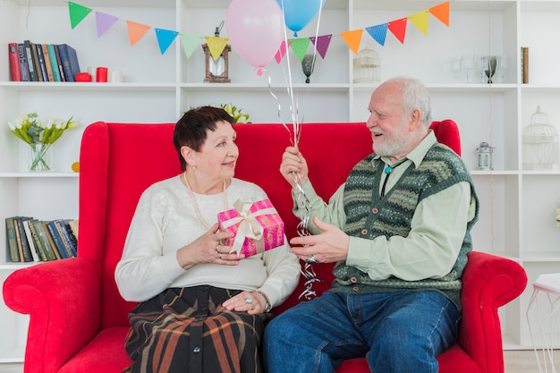 Senior people celebrating birthday