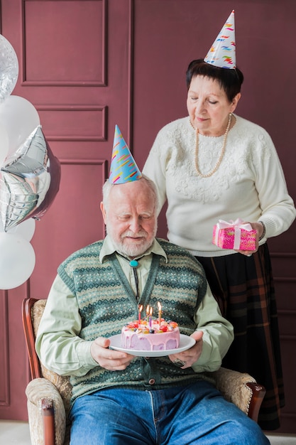 Senior people celebrating birthday