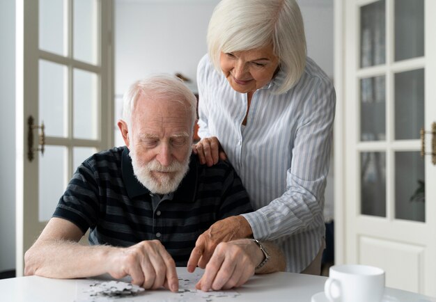 Senior people confronting alzheimer disease