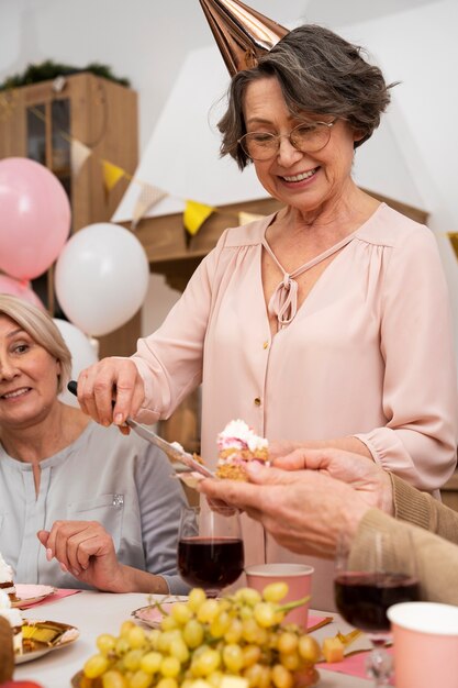 Senior people having fun at party