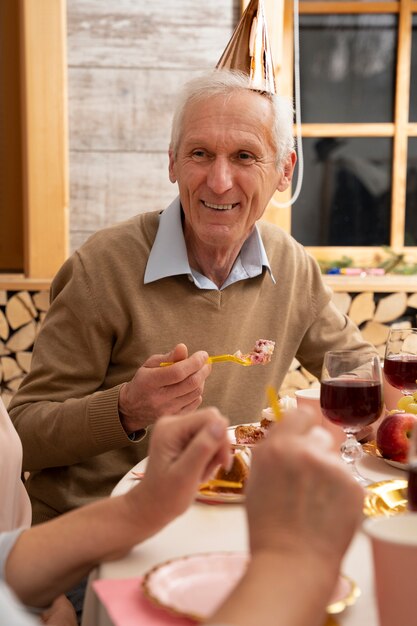 Senior people having fun at party