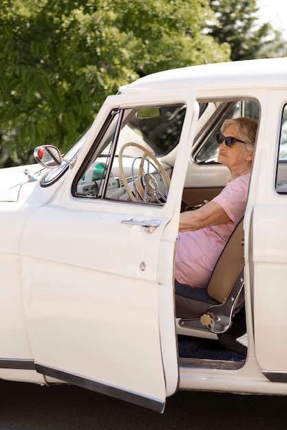 Senior woman traveling alone