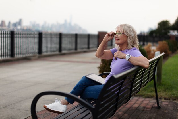 senior woman traveling areound the world