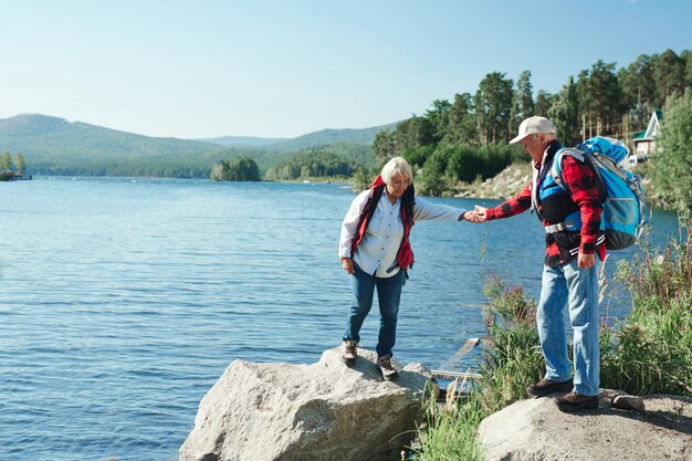 Seniors hiking