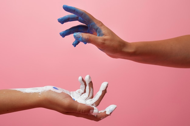 Sensitive hands with painted palm