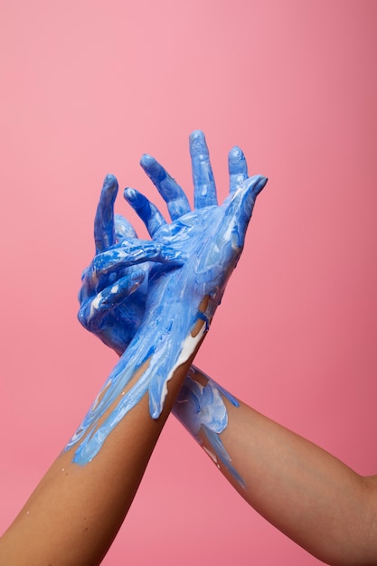 Sensitive hands with painted palm