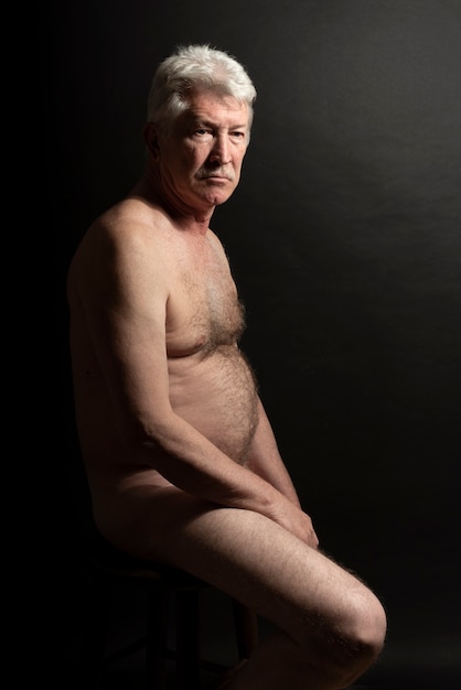 Sensitive old man portrait in studio