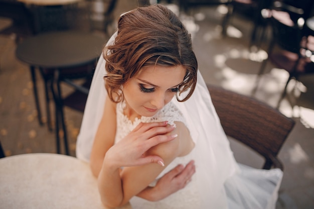 Free photo sensual bride sitting