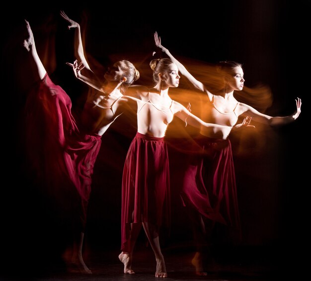 The sensual and emotional dance of beautiful ballerina