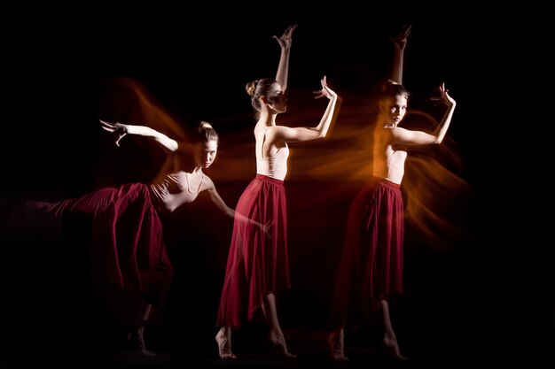 The sensual and emotional dance of beautiful ballerina