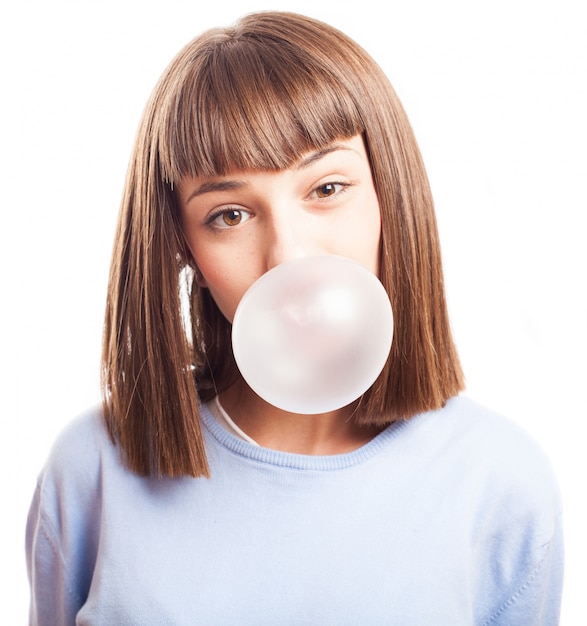 Sensual teenager with bubble gum