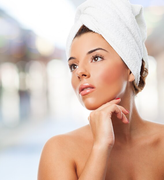 Sensual woman in towel