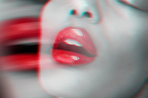 Free photo sensual woman wearing a glossy red lipstick design resource