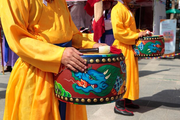 Seoul, South Korea, traditional changing of the royal guard drum