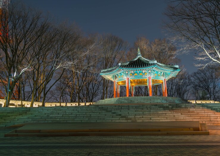 무료 Photo 서울 타워 아름다운 전통 건축, 남산에서 한국-컬러 프로세싱 향상