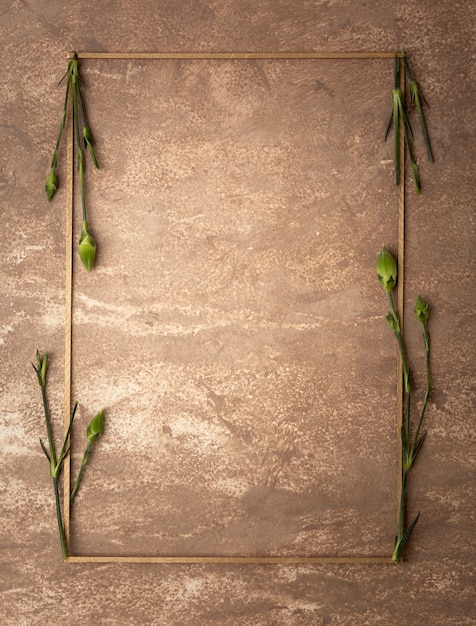 Sepia frame with small carnation stems