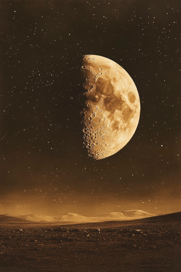 Free Photo sepia style effect with moon phase in the night sky