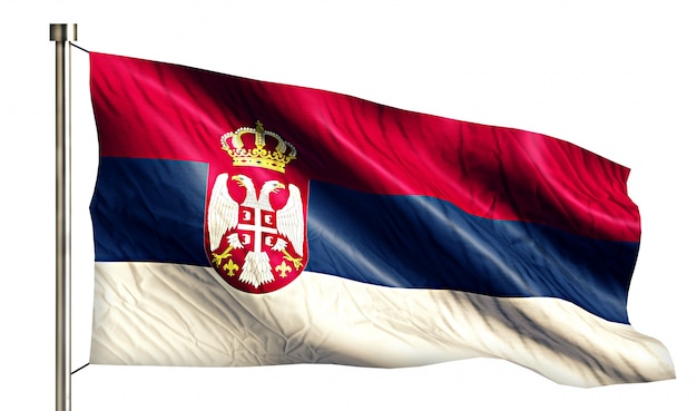 세르비아 국기 절연 3D 흰색 배경