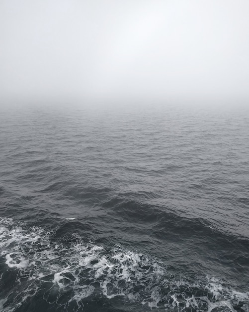 Serene Salish Sea in British Columbia covered in thick fog