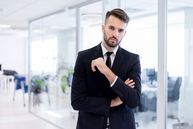 Serious man in suit