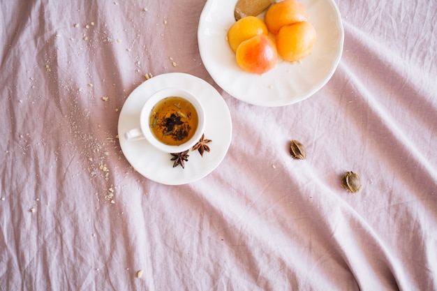 Served tea with fruit