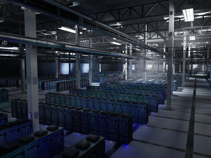 Free Photo server cabinets in data center maintaining large scale ai datasets