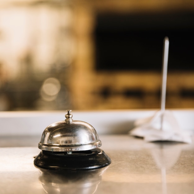 Service bell on table in restaurant 