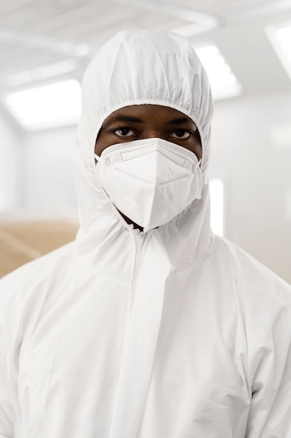 Free photo service worker painting car in auto service