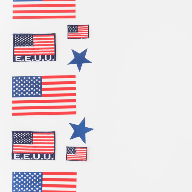 明るい背景にアメリカの国旗のセット