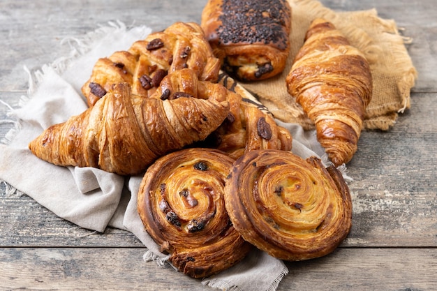 Free photo set of bakery pastries on wooden table